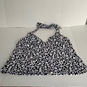 Joe Fresh Floral Halter Neck Women's Tankini Top - Black and White Size XL